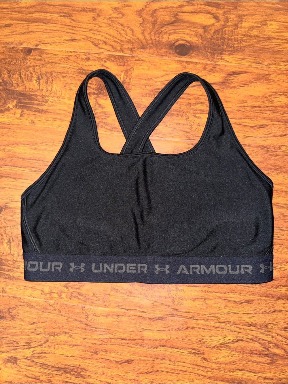 Under Armour Black Cross-Back Sports Bra with Logo Band